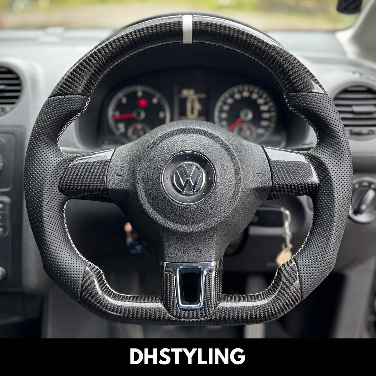 Volkswagen Golf MK6 Carbon Fibre Flat Bottom Steering Wheel (2009-2012)