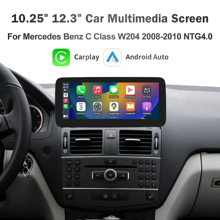 Mercedes C-Class Linux Apple CarPlay & Android Auto Screen W204 (2008-2010)