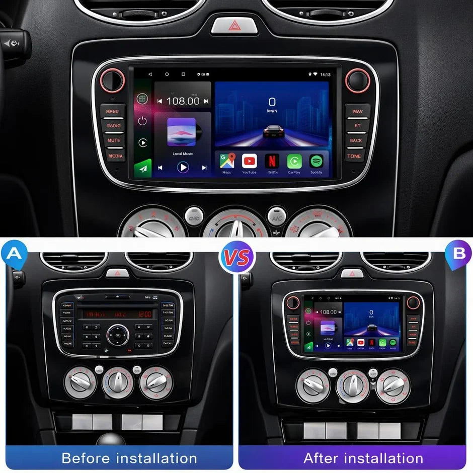 Ford Mondeo Galaxy S-Max Focus Android 14 Apple CarPlay & Android Auto Head Unit (2007-2011)